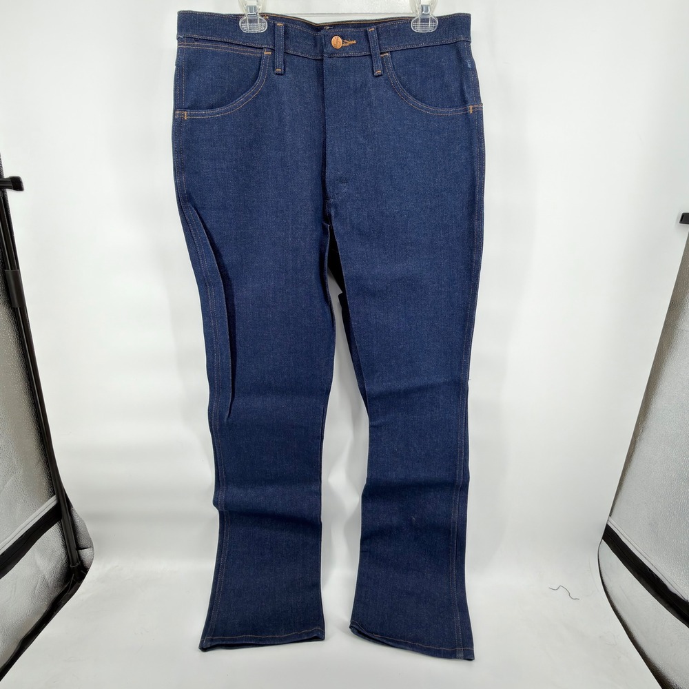 Wrangler Cowboy Cut Jeans Mens 35x36 Dark Blue Slim Fit Bootcut 945NAV